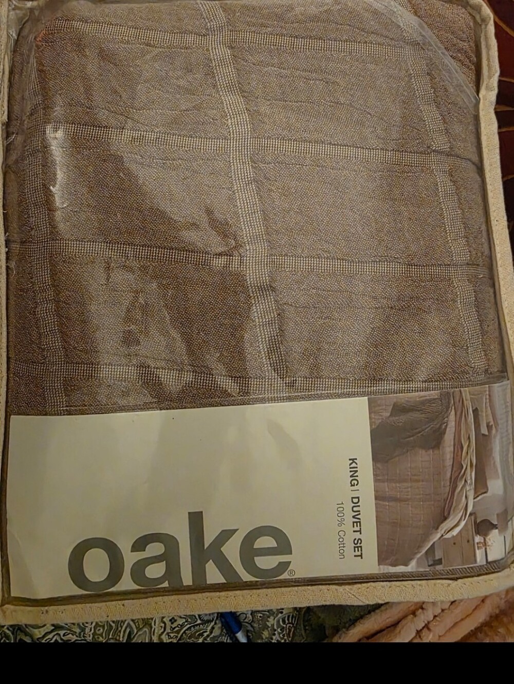 OAKE  Textured King Duvet Cover in Brown
